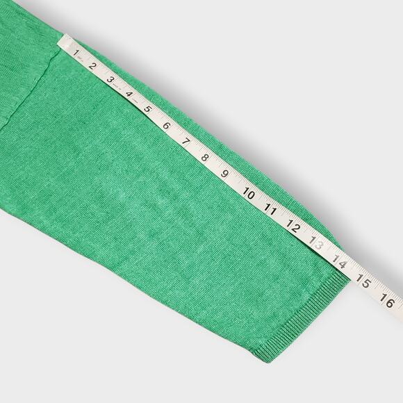 Talbots Green Linen Boatneck Sweater Sz XL Drop Shoulder 3/4 Sleeve Boxy Relaxed - Picture 9 of 12